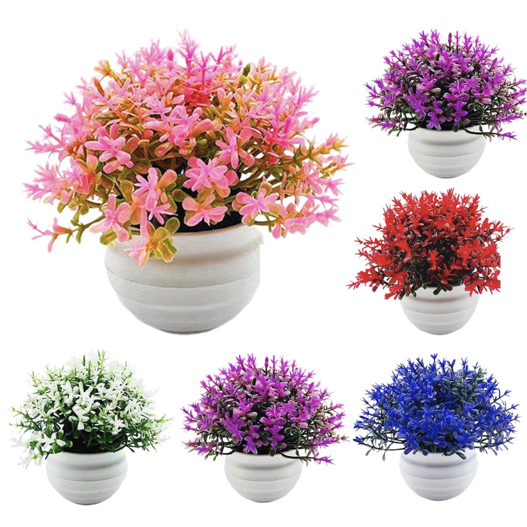 (Combo 5) Chậu hoa giả trang trí phòng khách - Chậu cây giả trang trí Tết - Chậu hoa giả để bàn- Chậu hoa mini để bàn