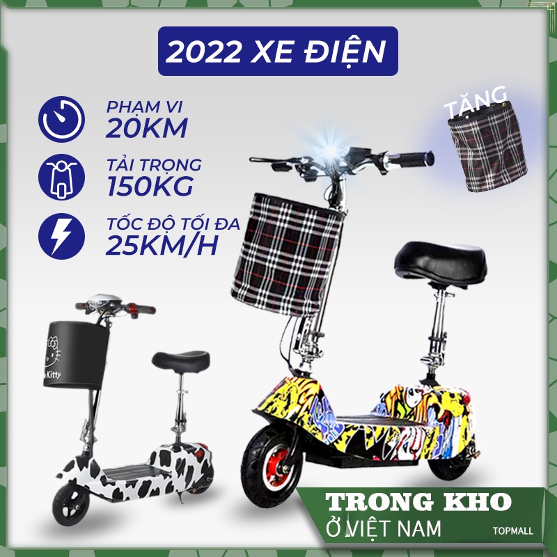 Xe Điện Gấp Gọn Mini Trẻ Em Người Lớn Pin Dung Lượng Lớn Động Cơ Điện Xe Máy Điện