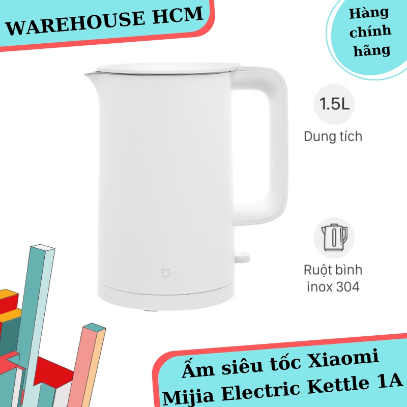 (Tặng ổ chuyển đổi - Có ảnh thật) Ấm siêu tốc Xiaomi 1A 1800W 1.5L Electric Kettle chính hãng (BH 3 tháng)