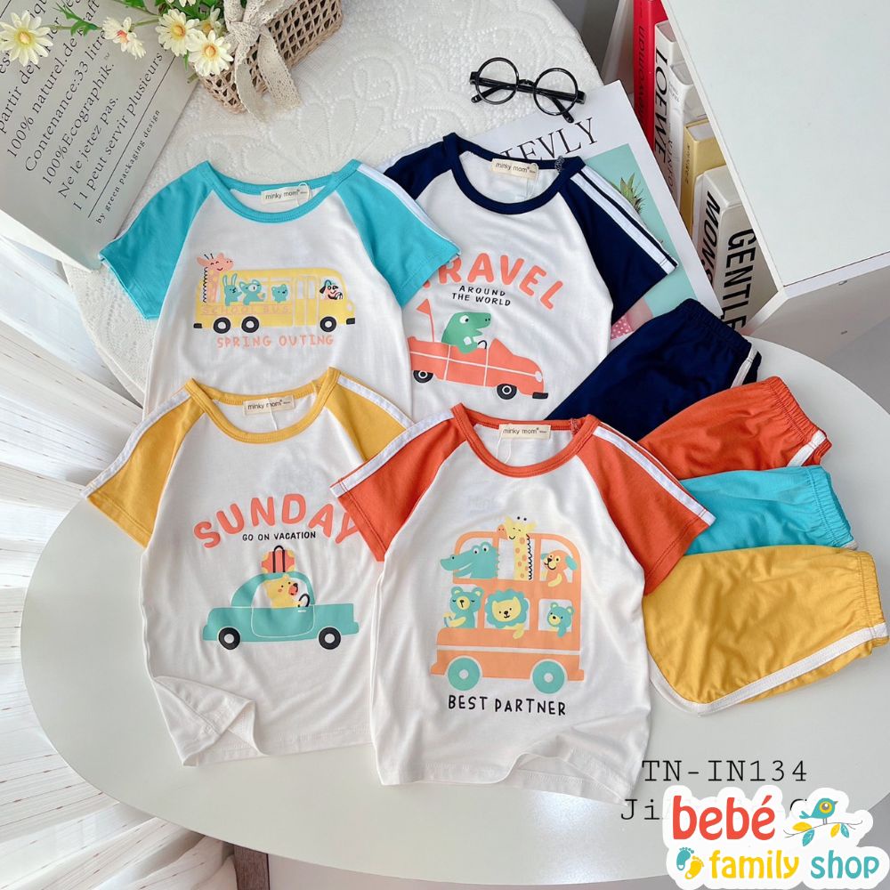 Đồ bộ bé trai 8-30kg bộ quần áo bé trai thun lạnh Minky mom - STCB