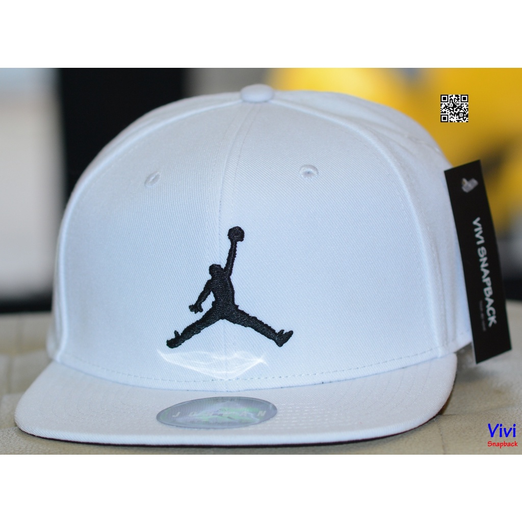 Nón snapback Jordan Juman màu trắng ,Mũ Jordan Pro Jumpman Snapback White Hat,Jordan thời trang thể thao