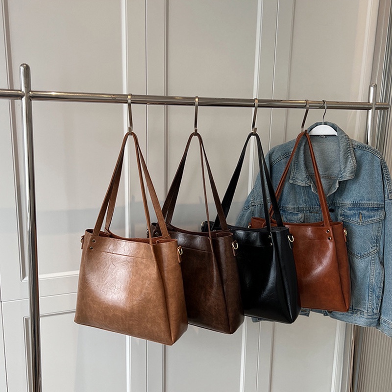 Túi Đeo Chéo Màu Cà Phê Cỡ Lớn Phong Cách retro Thời Trang Cho Nữ