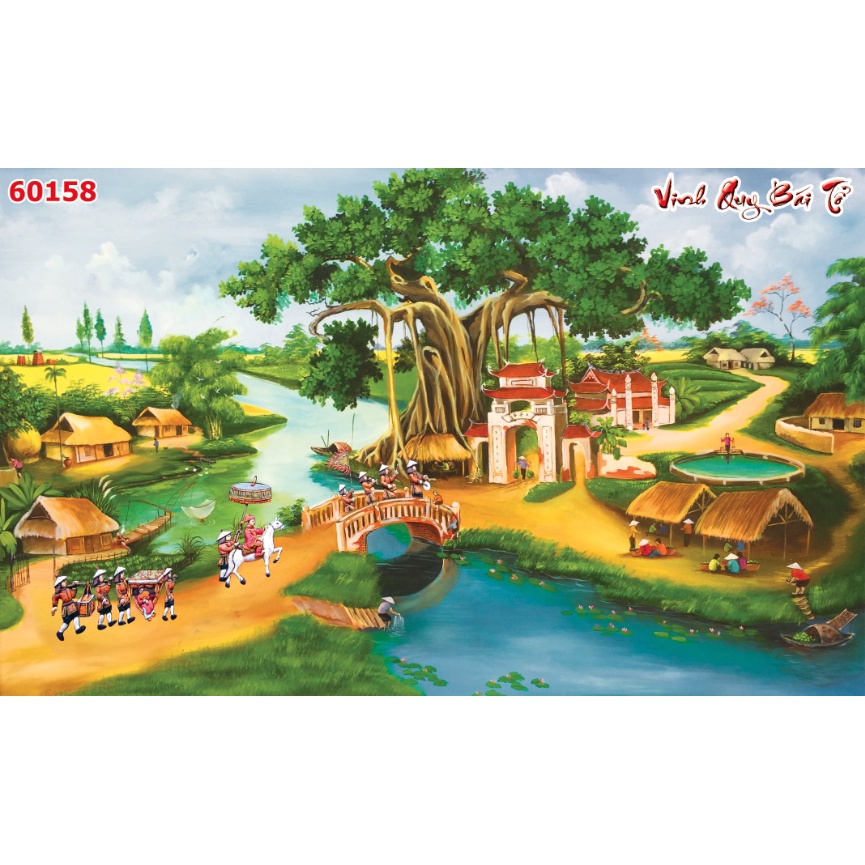 Tranh Vinh Quy Bái Tổ Nhiều Kích Thước Lựa Chọn, tặng kèm phụ kiện