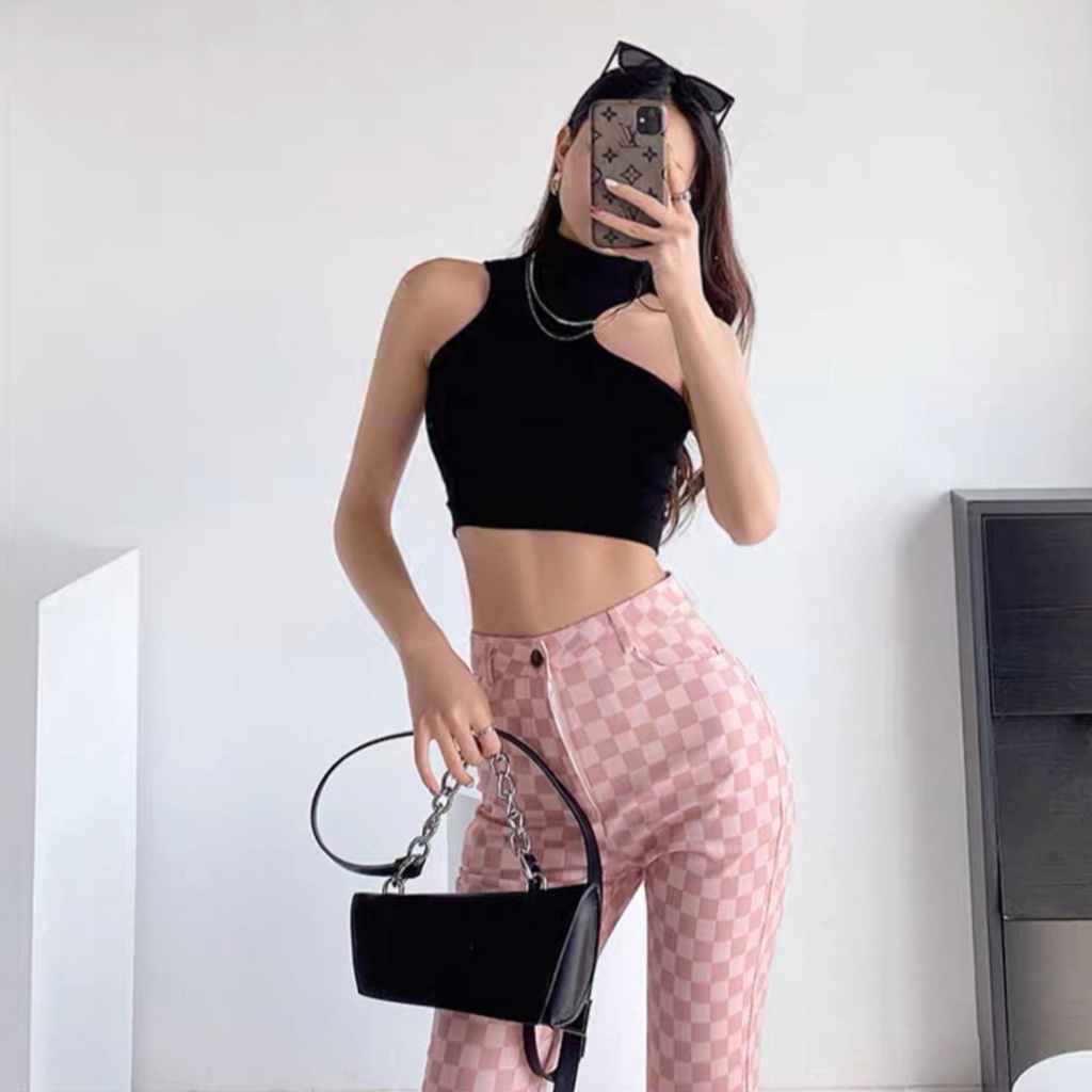 Áo ba lỗ nữ croptop cổ lọ PINKSTORE29 phong cách đường phố cá tính A5243 | BigBuy360 - bigbuy360.vn