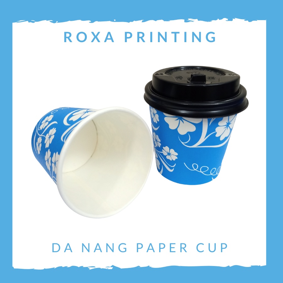 Set 50 Ly giấy cà phê in hình có nắp nhiều size