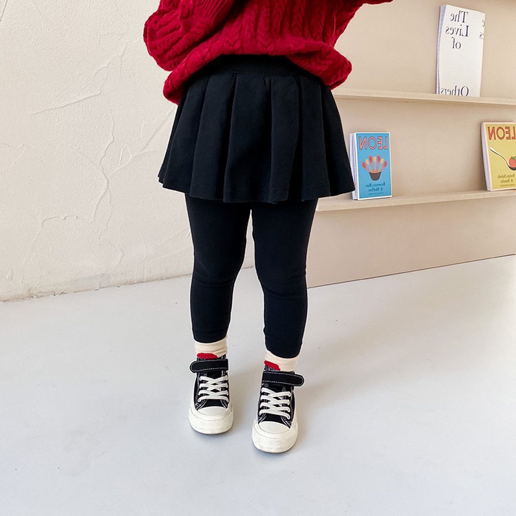 Quần legging dài liền chân váy xếp ly cho bé gái