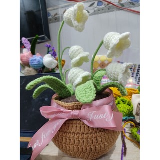 [Hình ảnh thật ] Hoa linh lan bằng len handmade