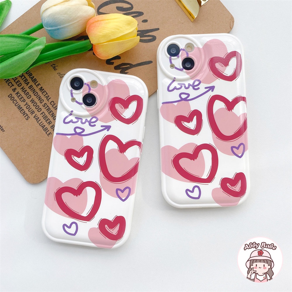Ốp Điện Thoại TPU Mềm Bo Viền Chống Sốc Hình Trái Tim Graffiti Cho IPhone 14 Pro Max 11 7Plus 13 12 11 Pro Max X XS XR