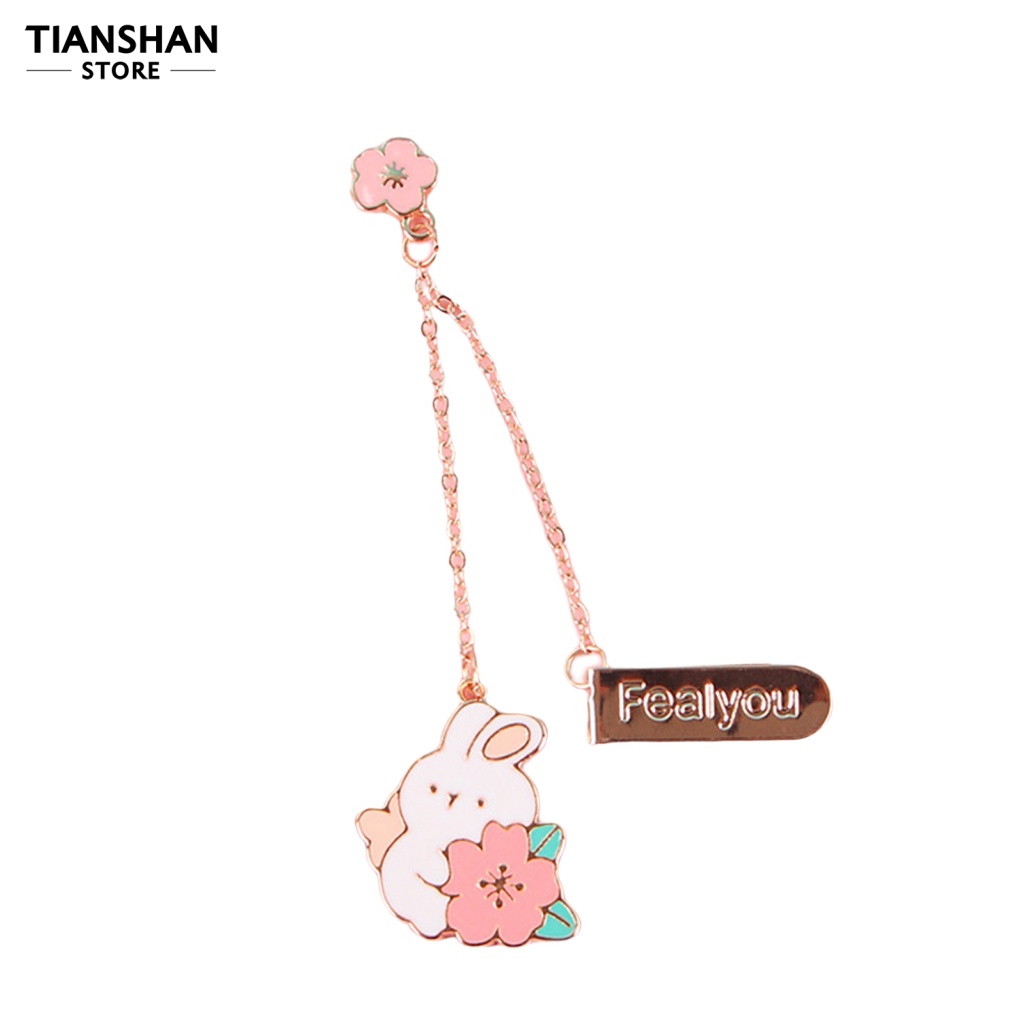 Bookmark Không Phai Hình Thỏ Hoạt Hình Có Dây Xích Màu Sắc Tươi Sáng Trang Trí Trường Học