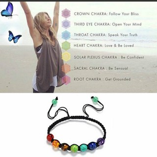 Vòng Tay Chuỗi Hạt Đá Núi Lửa Chakra 7 Màu