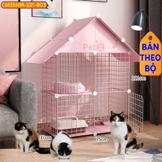Chuồng mèo 3 tầng 2 tầng giá rẻ đẹp lắp ghép đa năng đơn giản với lưới sắt sơn tĩnh điện làm lồng quây thú cưng