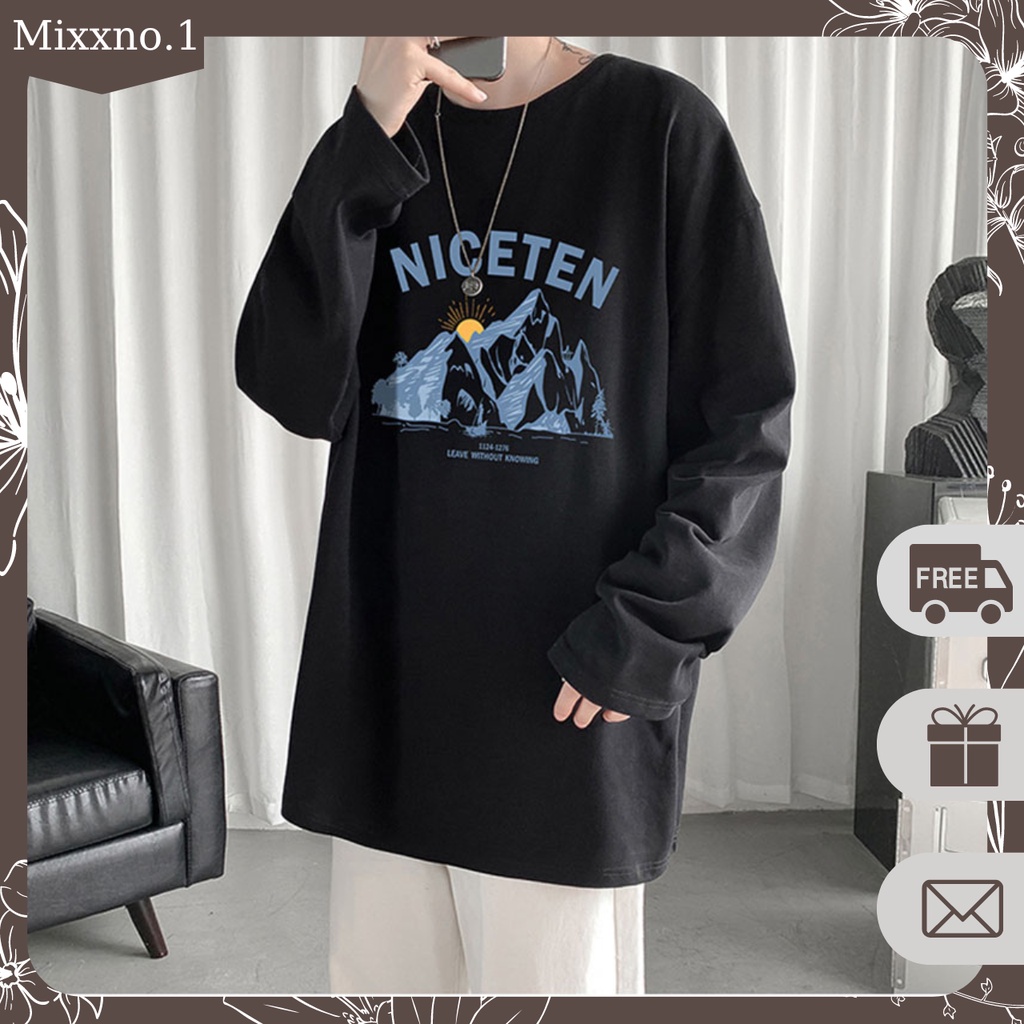 Áo Thun Nam Dài Tay Cổ Tròn Form Rộng In Họa Tiết Hoạt Hình Niceten Thời Trang Mixxno.1 TOP NAM 239