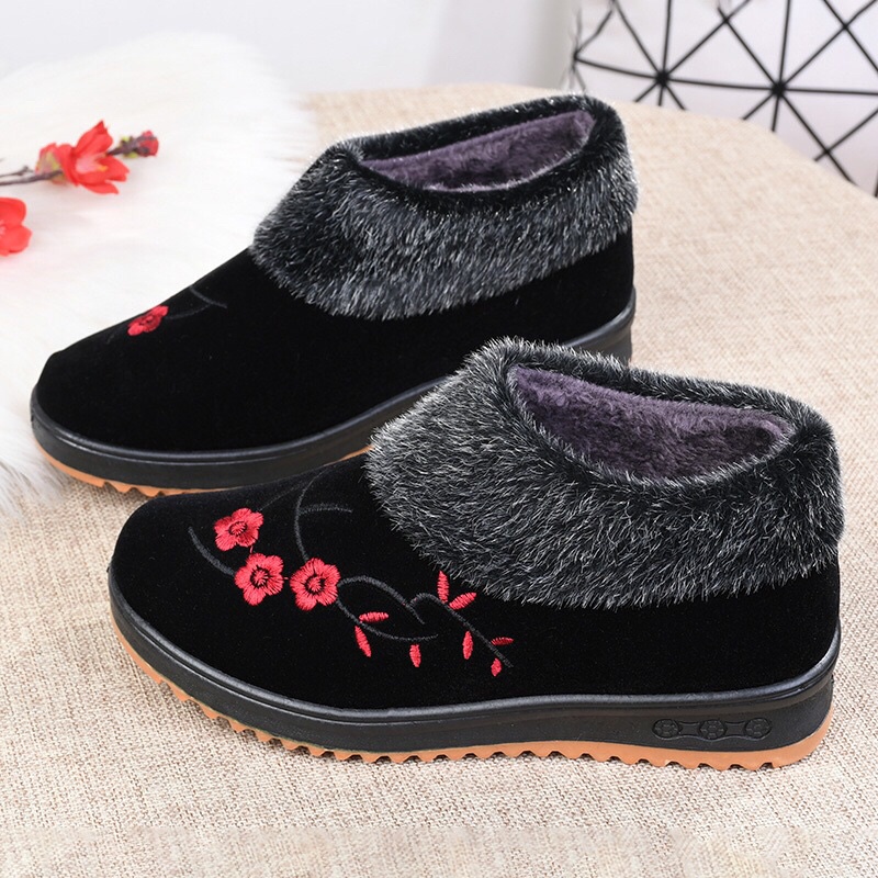 Giày nhung lót lông siêu ấm cho người trung niên các bà các mẹ