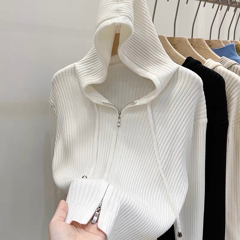 Áo khoác dệt kim khóa kéo giống Jennie Blackpink