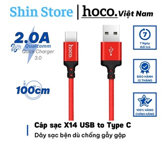 Cáp sạc nhanh 2.0a hoco x14, dây sạc type c độ dài 1m 2m -shinstore
