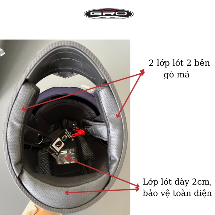 Mũ bảo hiểm fullface GRO HELMET st26 chính hãng dành cho dân chuyên phượt 2 kính tặng kèm sừng