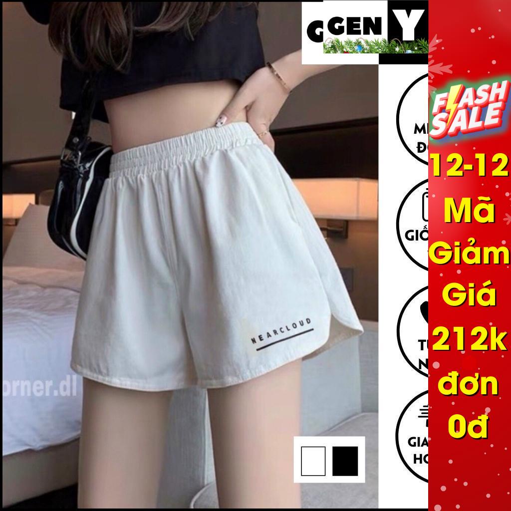 Quần Đùi Nữ Cạp Chun GenY - Quần Shorts Nữ Thêu Chữ Đơn Giản Chất Thun Mềm Mịn
