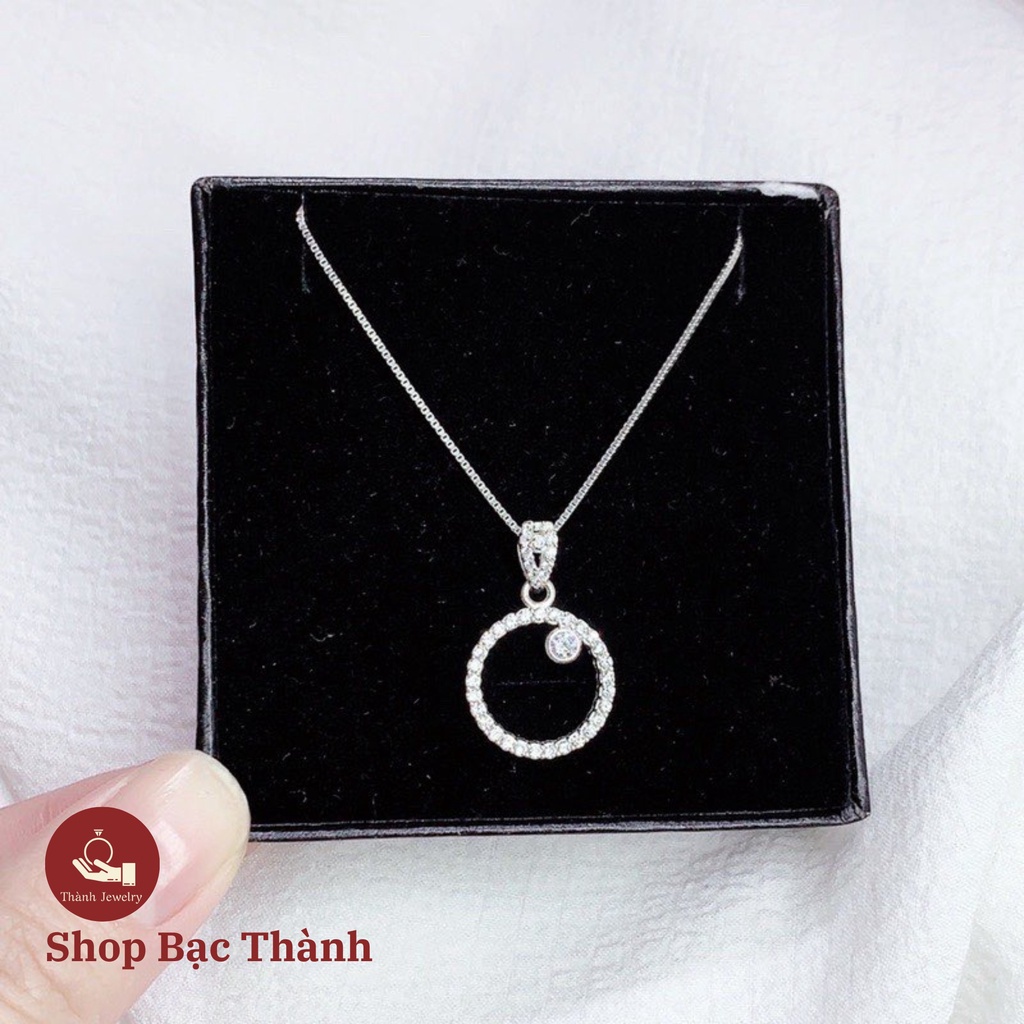 Dây Chuyền nữ Bạc Ta , dây Chuyền Nữ mặt tròn gắn đá nhỏ ( Có Bảo Hành Làm Sáng, Ảnh Thật )