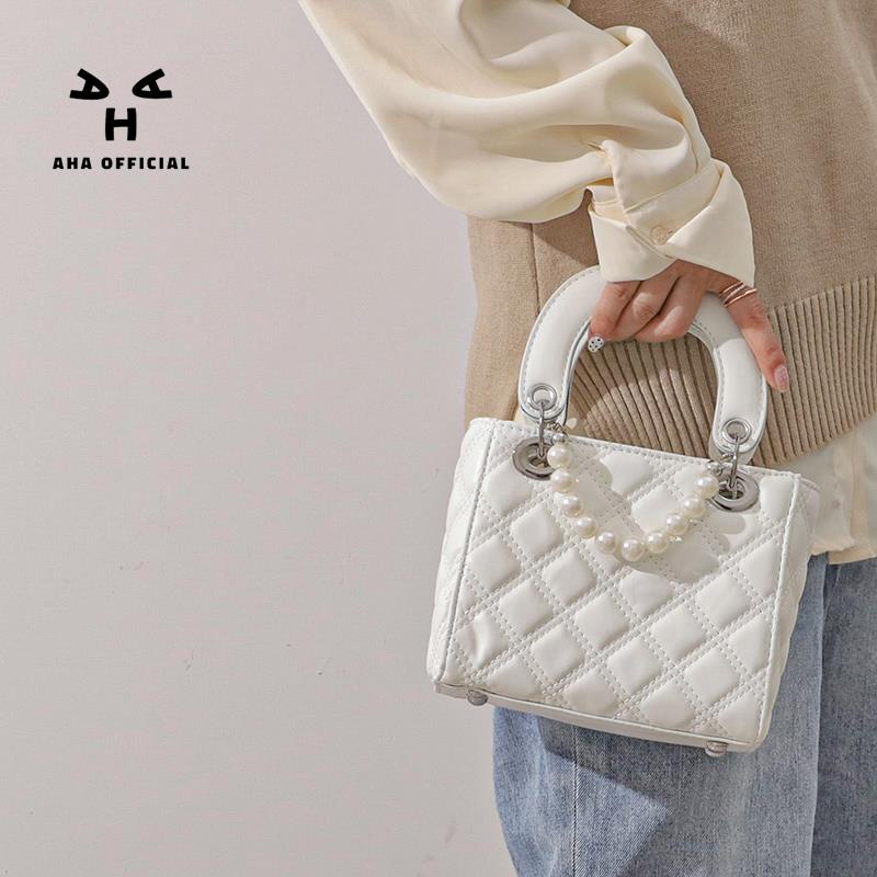 Túi xách AHA official đeo chéo đính ngọc trai cao cấp thiết kế thời trang phong cách Pháp cho nữ