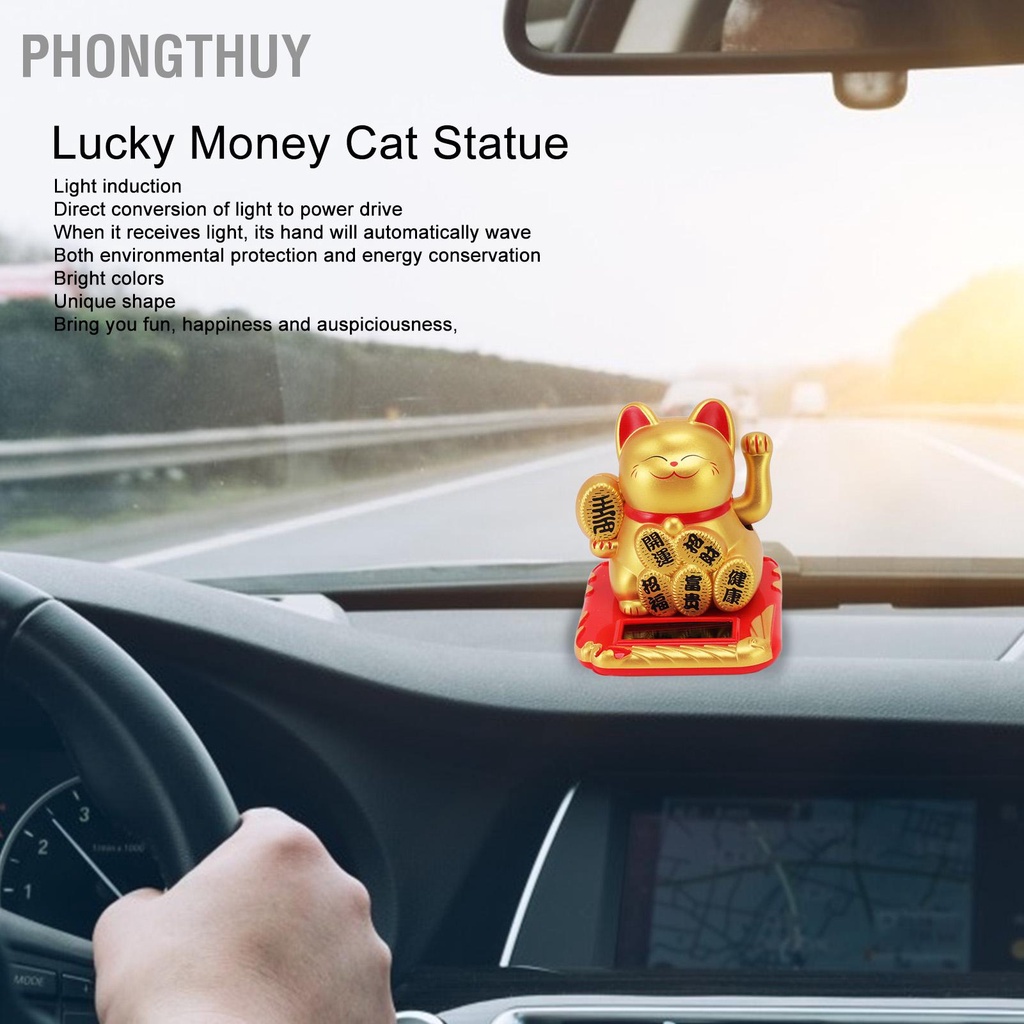 Mèo Thần Tài Vẫy Tay Dùng Năng Lượng Mặt Trời Dễ Thương Mang Lại May Mắn Tài Lộc Trang Trí Gia Đình Xe Hơi