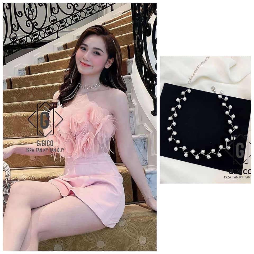Chocker vòng cổ đính ngọc basic đan