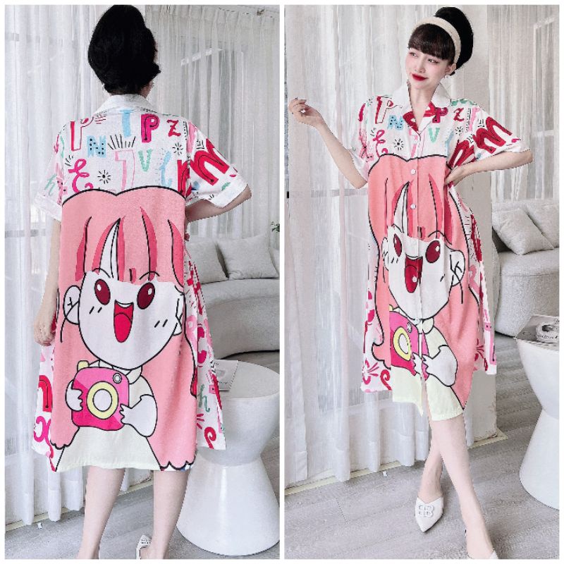 Đầm Ngủ Nữ in 3D FREESIZE <70KG chất Lụa mềm mịn cao cấp | BigBuy360 - bigbuy360.vn
