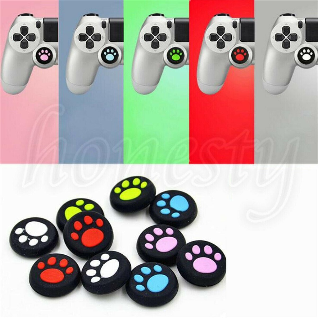 Bọc cần analog hình chân mèo Tay cầm chơi game có dây và không dây cực cute siêu ngầu (02 nút xanh dương cực đẹp)