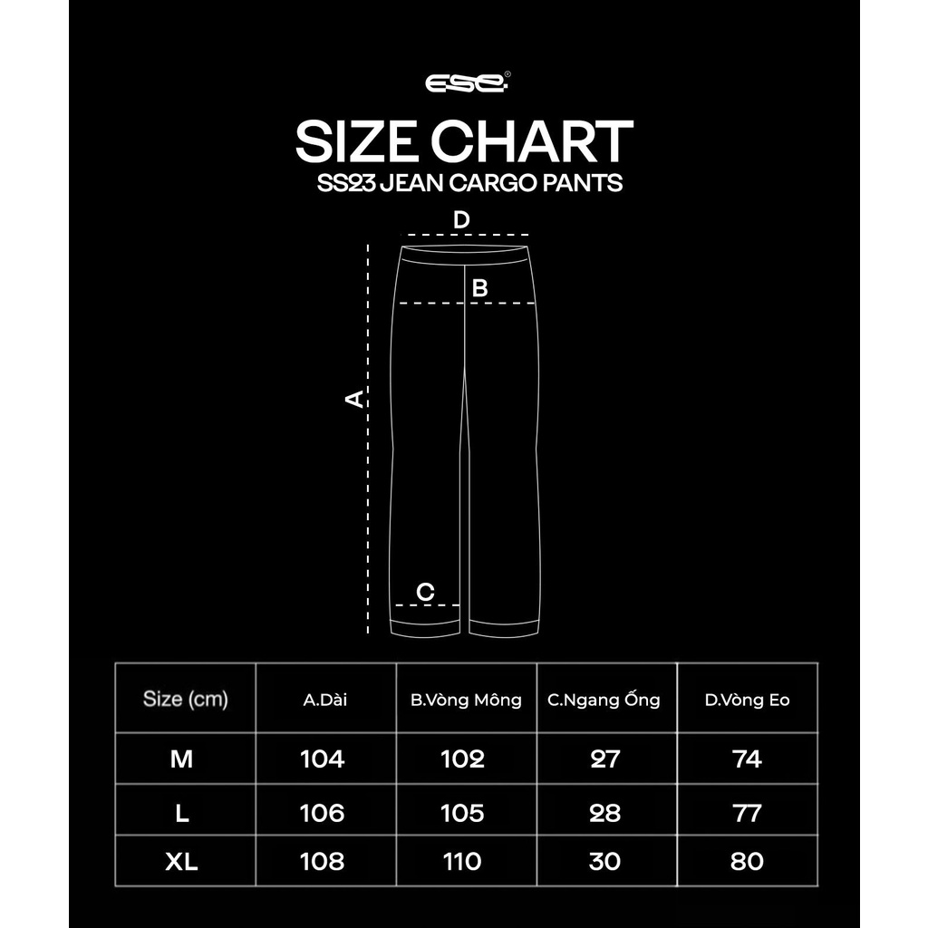 QUẦN JEAN DÀI CARGO PANTS - SS23 JEAN CARGO PANTS - BLACK