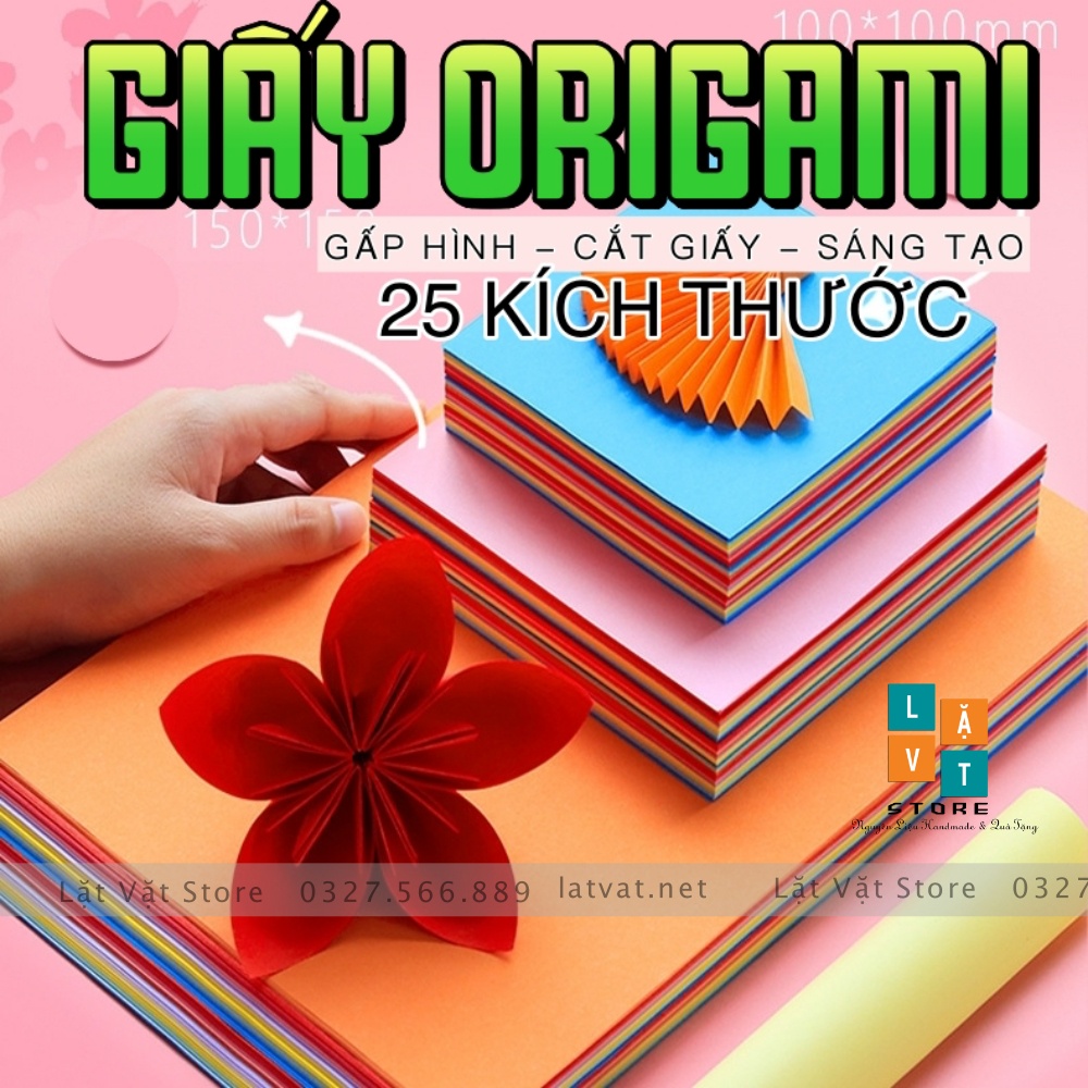 Giấy Origami Trơn 10 Màu tệp 100 tờ Nhập khẩu - Tập giấy xếp giấy thủ công - Khổ vuông, A4, giấy cắt sáng tạo,