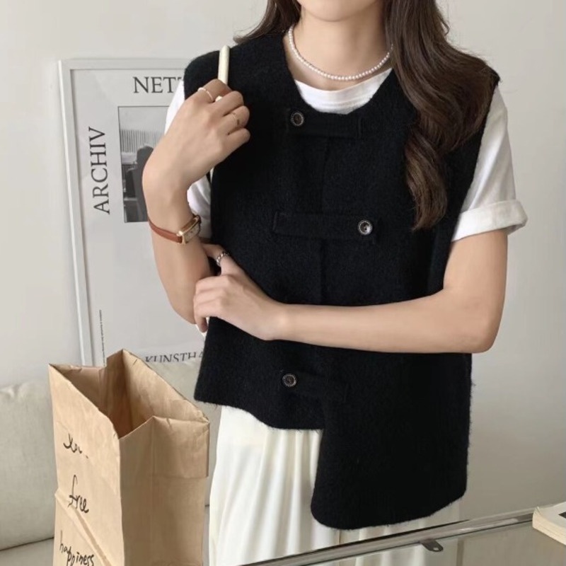 Áo Len Không Tay Phong Cách Hàn Quốc Cổ Điển Dành Cho Nữ