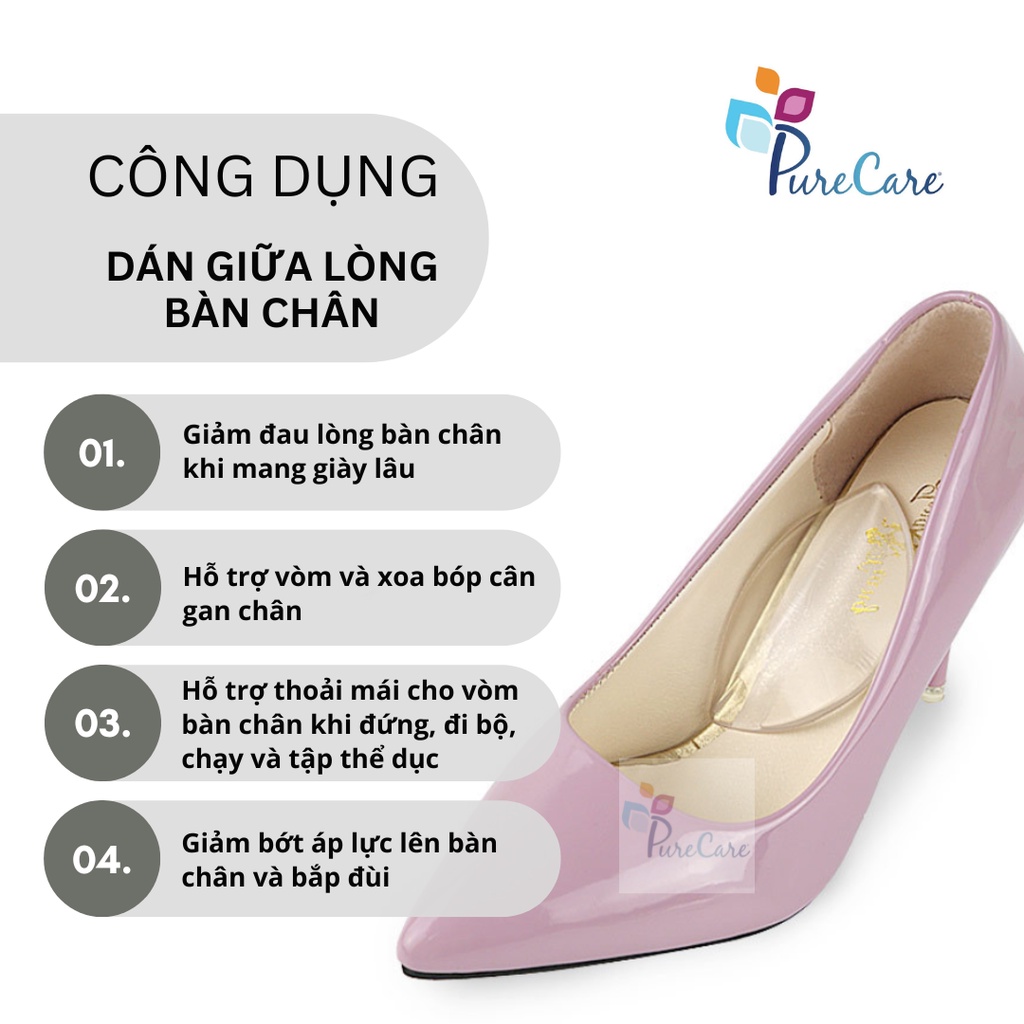 Miếng Dán Lót giày silicon giữa lòng bàn chân, giảm đau mang giày cao gót, bàn chân bẹt, Dày 1.1 cm