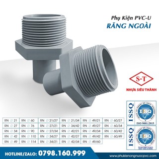 [COMBO TIẾT KIỆM] Nối Ren ngoài PVC, răng ngoài Siêu Thành (phi 21 đến phi 114)