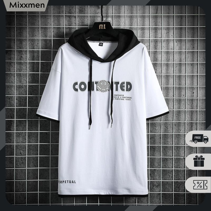 Áo Hoodie Ngắn Tay Nam In Chữ Basic Dáng Rộng Phong Cách Ulzzang Thời Trang Mixxmen TOP NAM 258V3