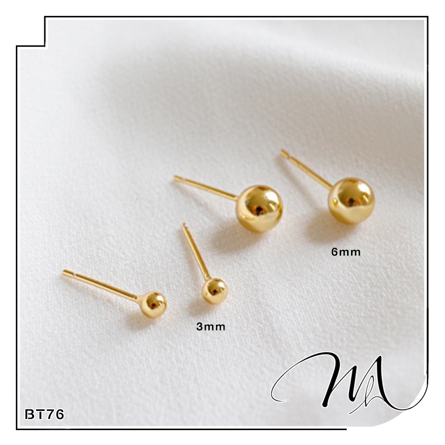 Bông tai nam nữ Unisex Titan hạt bi tròn nhỏ nhiều size - 1 cặp - Măng’s House BT76