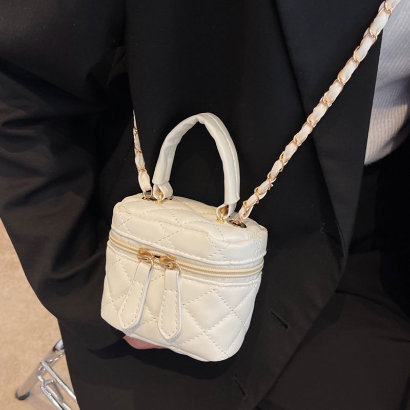 Mischa Túi Xách Da PU mini Màu Trơn Thêu Họa Tiết Hình Thoi Thời Trang Cho Nữ