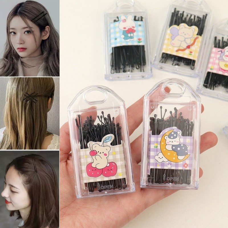 Bộ 30 Kẹp Tóc Màu Đen Họa Tiết Hoạt Hình Đơn Giản