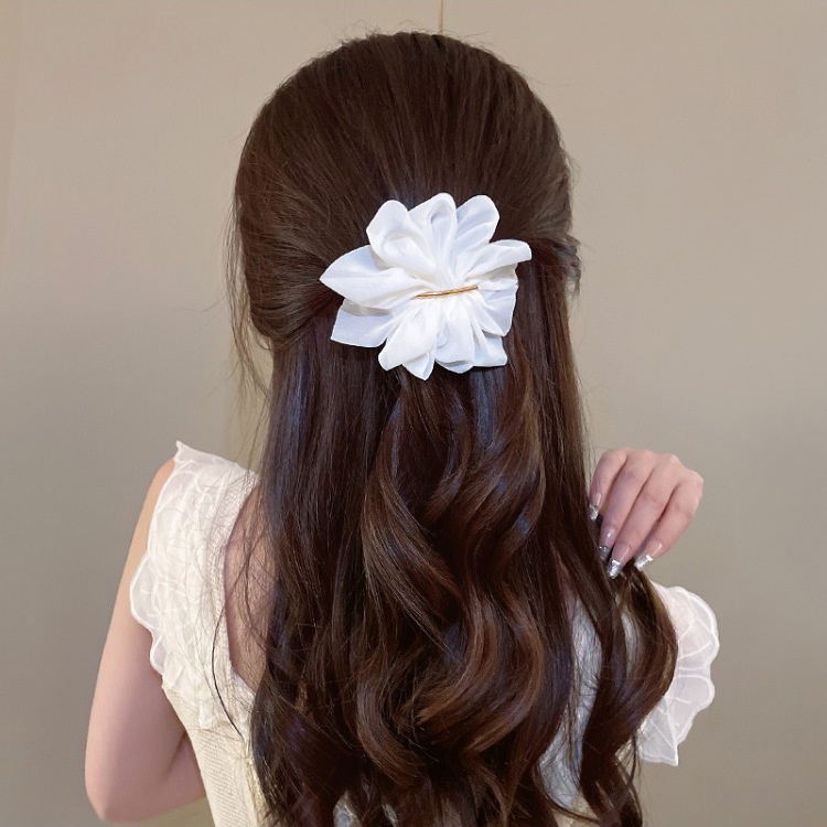 1 Kẹp Tóc Vải Voan Lưới Đính Hoa Xinh Xắn Cho Nữ