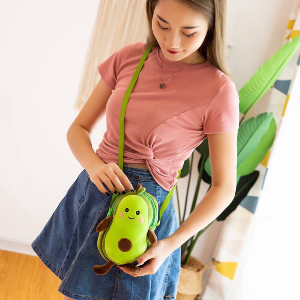Túi đeo hình trái bơ nhồi bông mềm mại dễ thương cho bé