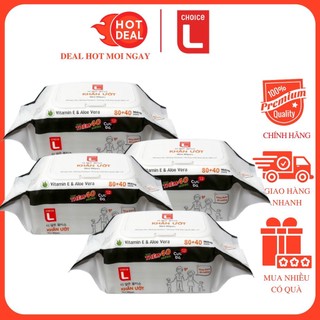 Combo 4 khăn ướt cực đã Choice L 120 tờ/gói khăn ướt siêu tiết kiệm