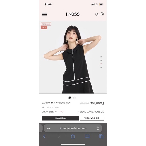 Đầm H.N.O.S.S size S, L màu đen