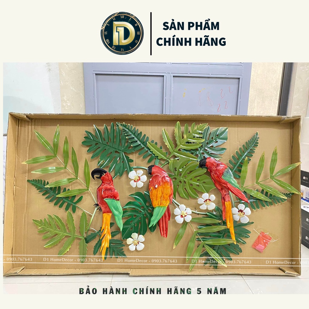 Tranh sắt decor trang trí vẹt phòng khách D1 Home  - Tranh Treo Tường Nghệ Thuật - BH 5 năm