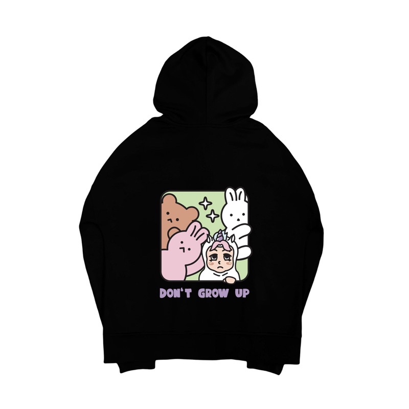 UPZ Áo Khoác Hoodie Dây Kéo Dont Grow Up (Đen)