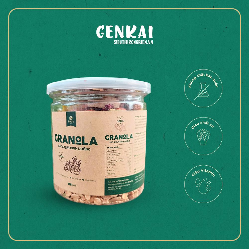 Granola ngũ cốc siêu hạt và quả sấy khô giàu dinh dưỡng, protein có thêm yến mạch 250gr
