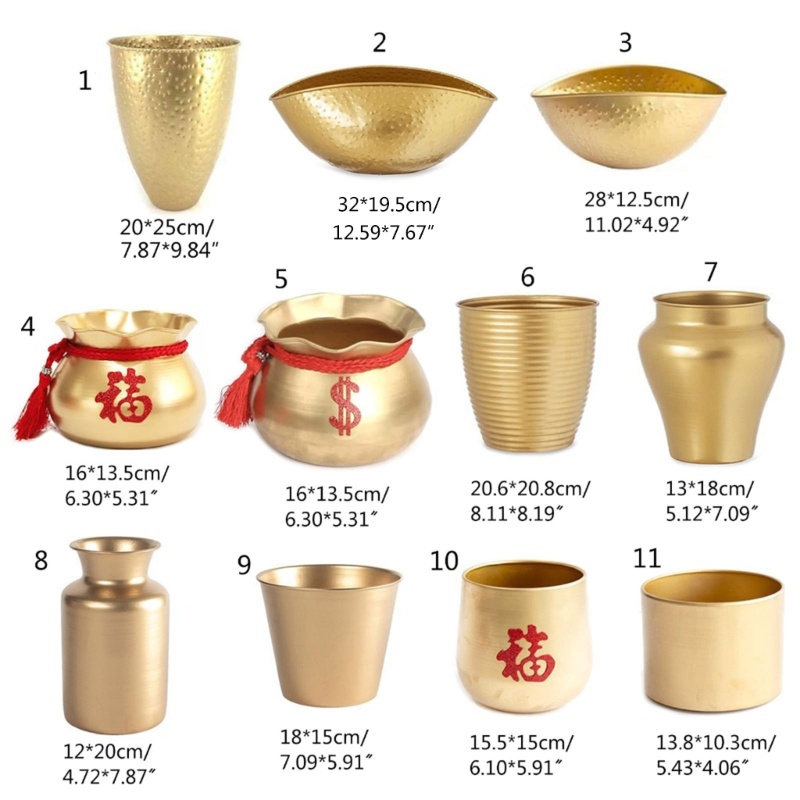 Chậu Hoa Bằng Kim Loại Để Bàn Trang Trí Năm Mới