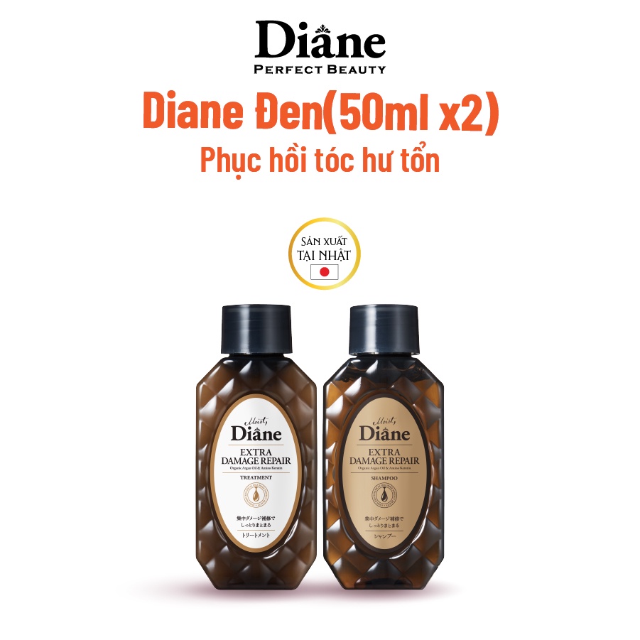 Moist Diane Cặp Gội Xả Phục Hồi Tóc Hư Tổn Nặng Extra Damage Repair dánh cho mái tóc khô,xơ,chẻ ngọn,do uốn nhuộm 50MLx2