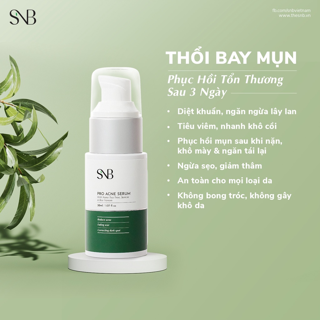 Combo Tinh Chất Giảm Mụn PRO ACNE SERUM SNB 30ml - Dùng Cho Mụn Bọc, Mụn Mủ, Mụn Đầu Đen, Đầu Trắng