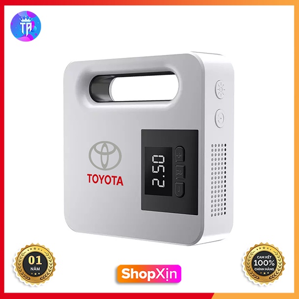 Bơm Lốp Xe Ô Tô Toyota Đồng Hồ Điện Tử Tự Ngắt Cao Cấp (Trắng) - Bơm Nhanh Và Siêu Bền - Thiết Kế Hiện Đại Nhỏ Gọn