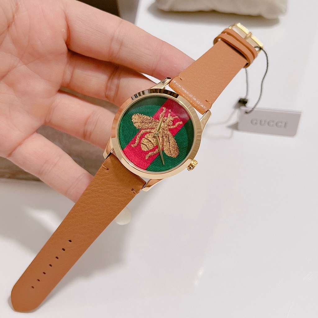Đồng Hồ Nữ Guccii Sang Trọng - Size 36mm, Dây Da, Chống Nước,Máy Pin Bảo Hành Máy 3 Tháng