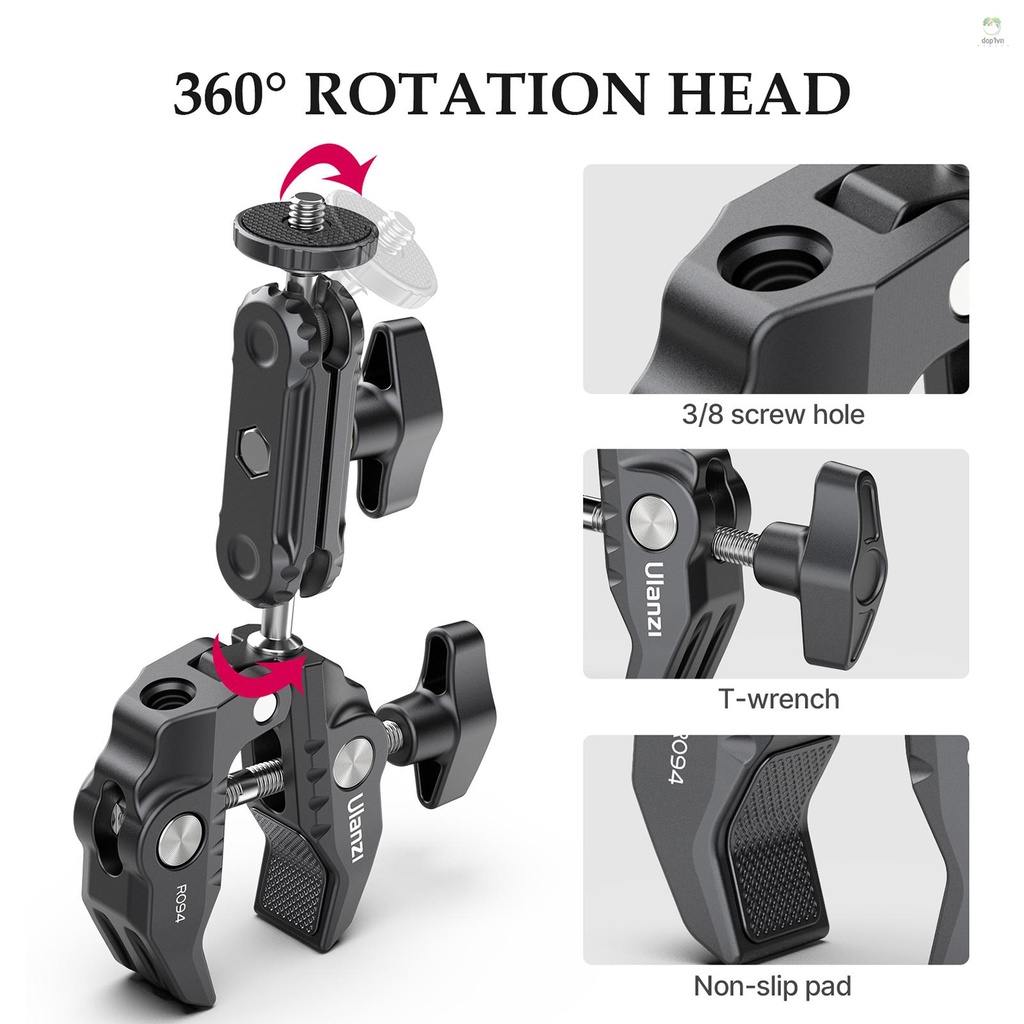 Kẹp Đa Năng Xoay 360 Độ Ulanzi R094 Chuyên Dụng° Đầu Bi Nhôm Có Thể Xoay Được Allo NEW B1219 B1219
