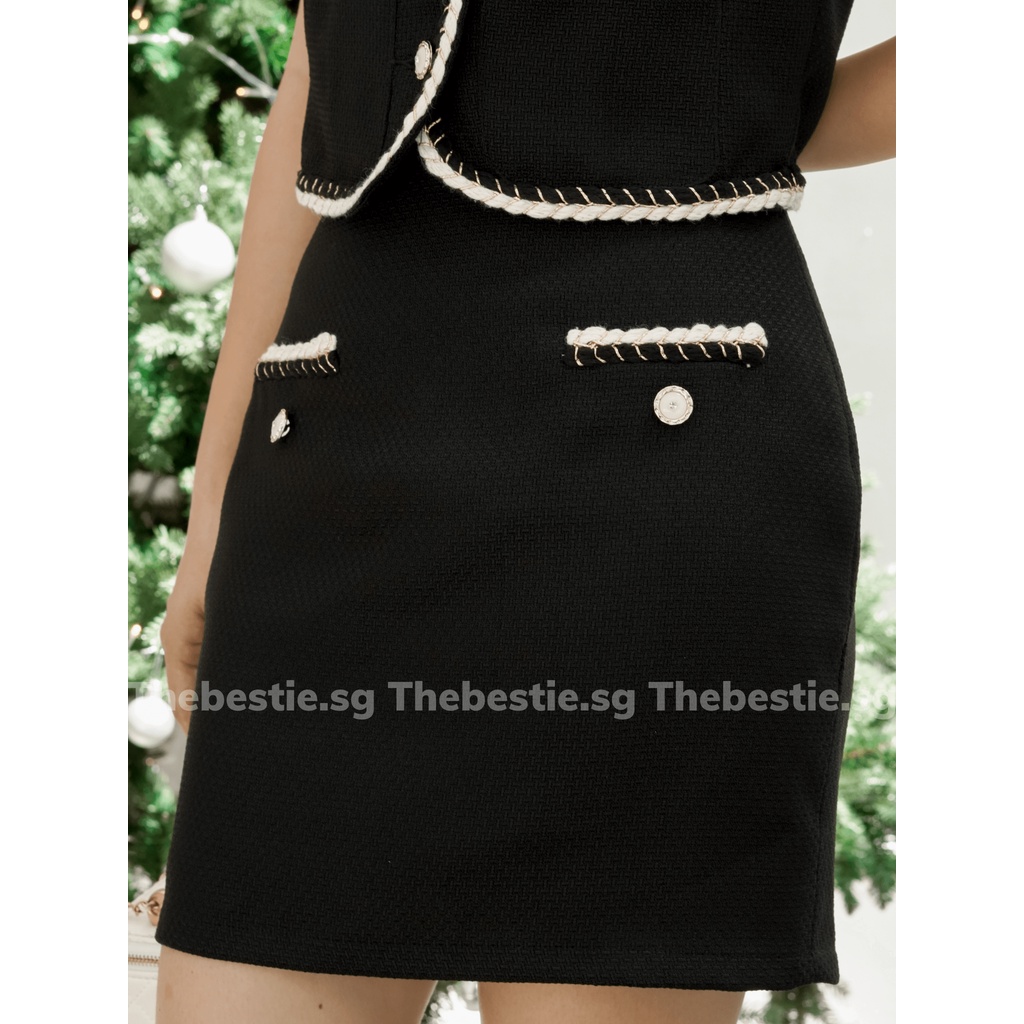 Set áo gile chân váy chất tweed